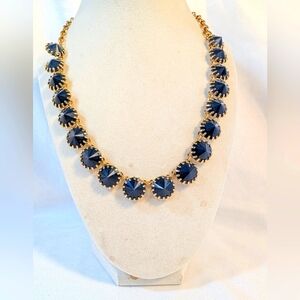 J.Crew Crystal Statement  Black Prong Gold Tone Chunky Necklace